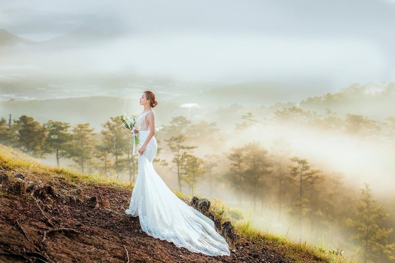 Forest Wedding Bride with Embroidered Boots